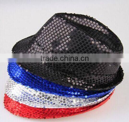 Hot-selling Factory Cheap Christmas Events Party Supplies LED Flashlight Colorful Hat Luminous Jazz Hat Sequin LED Hat