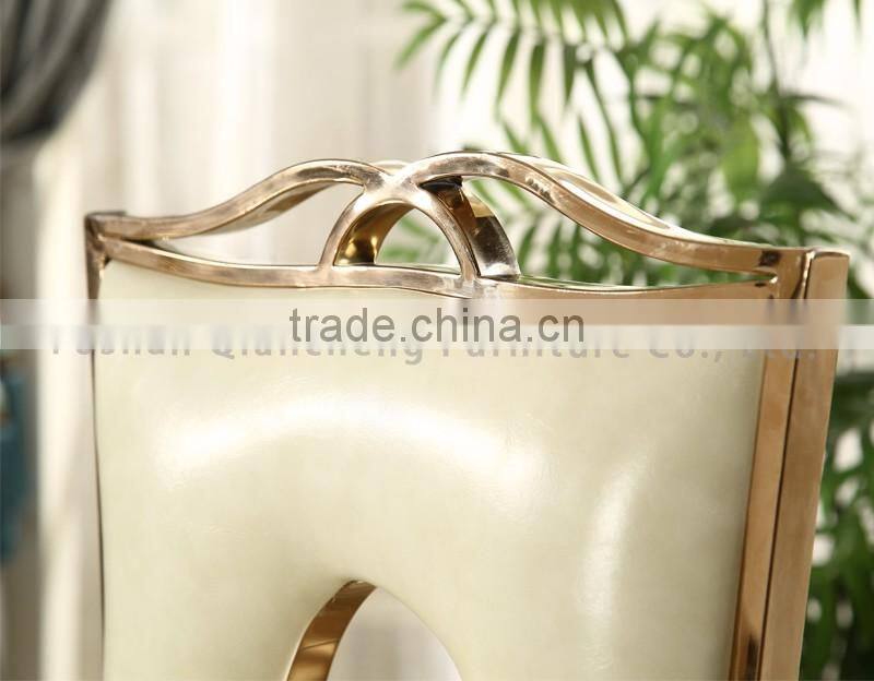 stainless steel leg leather dining chair modern