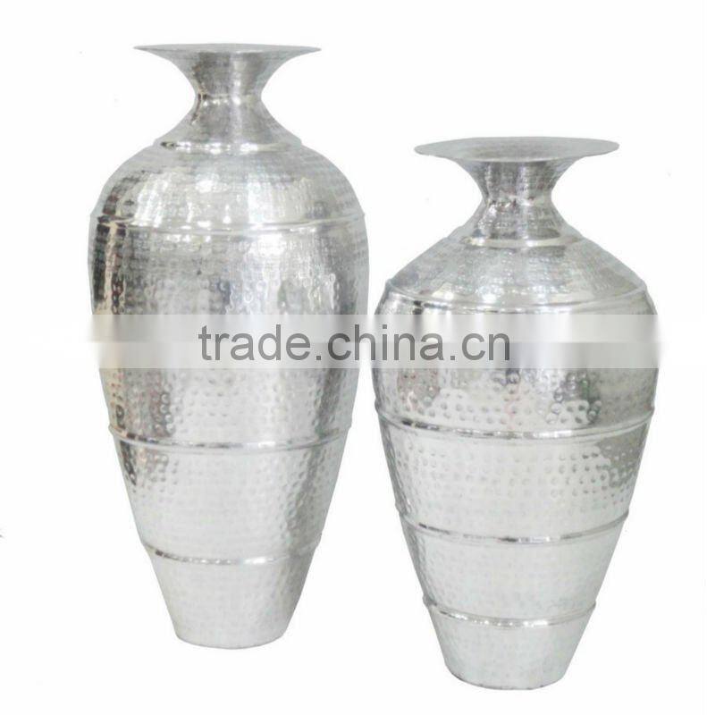 Aluminum Bottle Vase, Polished Vases, Flower Vase in Silver