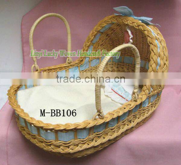 handmade wicker baby sleeping basket & baby bassinet with handles