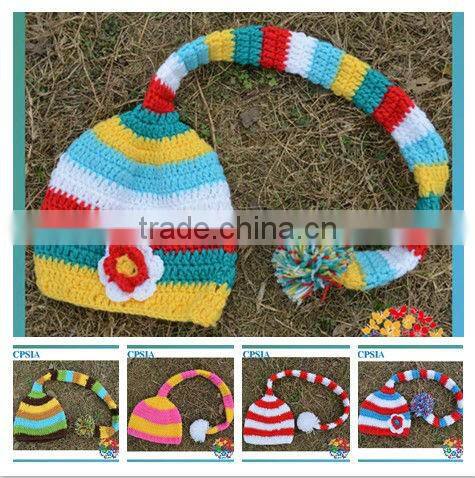 Hot sale Knit Hat free Pattern Crochet Baby Cap Jesters cap have 5 design