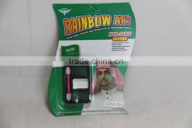 fans safe 3 colors face paint with brush, customized football safety face paint with brush