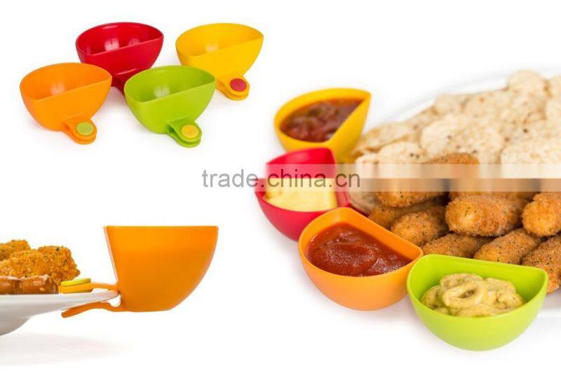 4 PCS Set Plastic Dip Clip Colorful Bowl Clip Mini Plate Sauce Clip