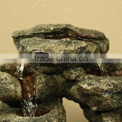 Multi-Level Split Rock Falls Tabletop Water Fountain with LED Light