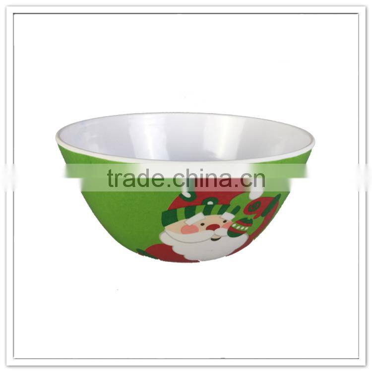 Holiday decorative items dinner use green Santa Claus print melamine Christmas plastic bowl