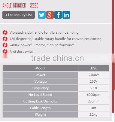 RONIX HIGH QUALITY ANGLE GRINDER 230MM-2400W MODEL 3220