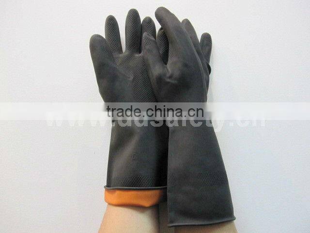DDSAFETY Hot Sale Rubber Gloves Double Color Industry Safety Gloves