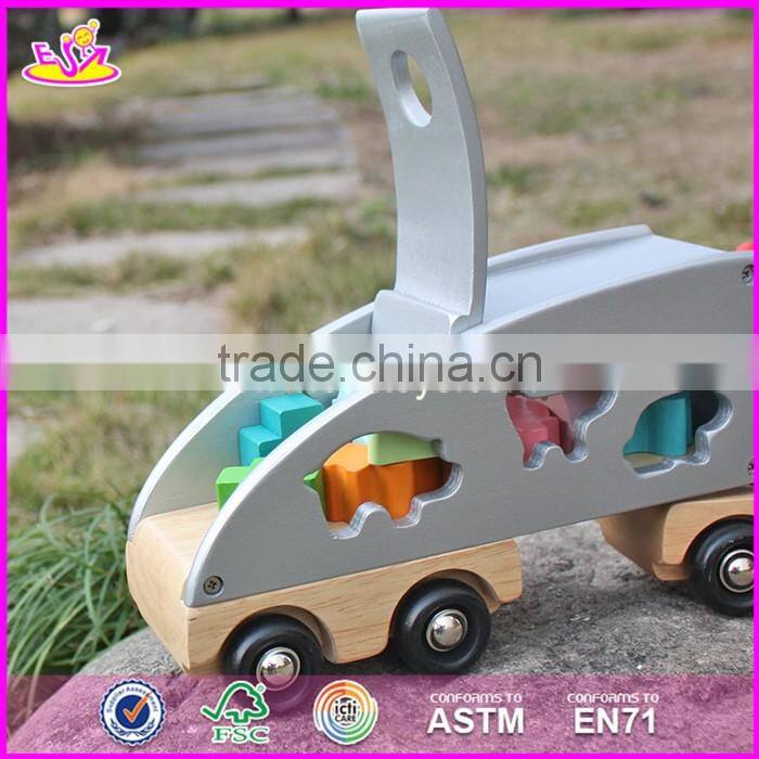 2017 new design children funny wooden toy pulling trucks W05C082