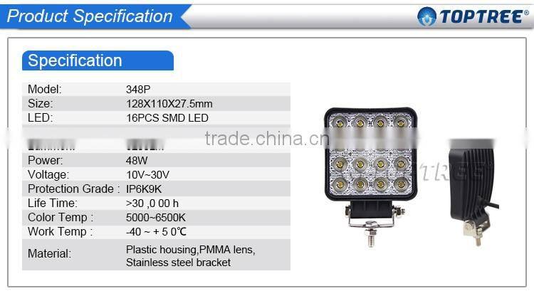 New products auto led work lights 27w super bright square headlamps