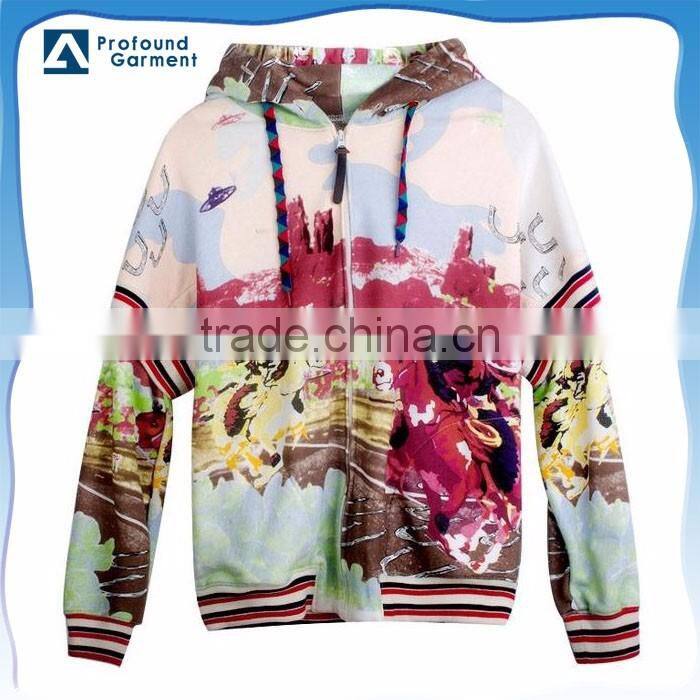 new fashion clothing 2016 latest design printed sweatshirt fabric women custom crewneck all over print hoodies manufacturer