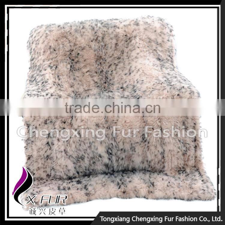 CX-D-73 2016 New Arrival Hand Knitted Genuine Fox Fur Throw Blanket