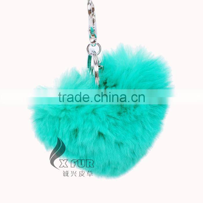 CX-R-46 Wholesale Heart Shape Genuine Rabbit Fur Keyring