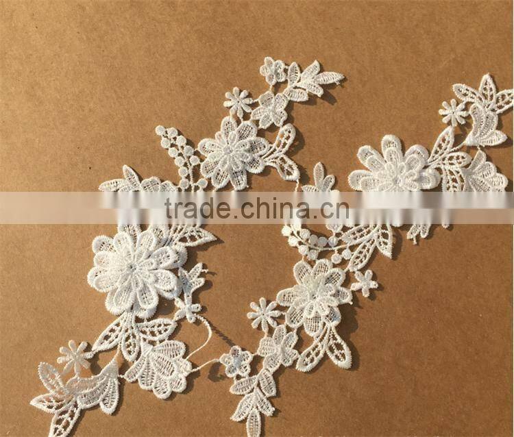 Wholesale exquisite bridal lace applique Embroidery Lace White Applique
