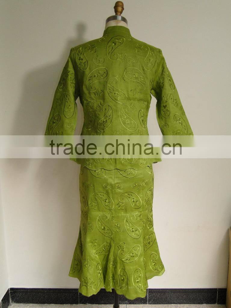 2015 women's skirt suits with heavy embroidery