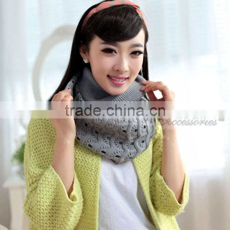 cashmere fashion winter knitted factory make round knit scarf