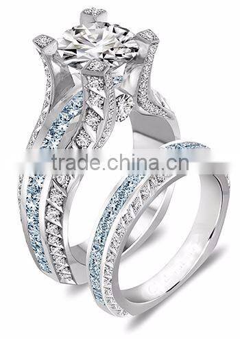 Trendy fashion hot sale fine jewelry cz diamond engagement wedding ring set