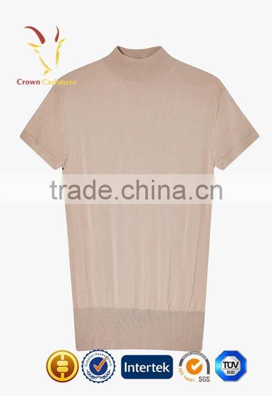 Short Sleeve Turtleneck Knitted Wool Sweater For Women