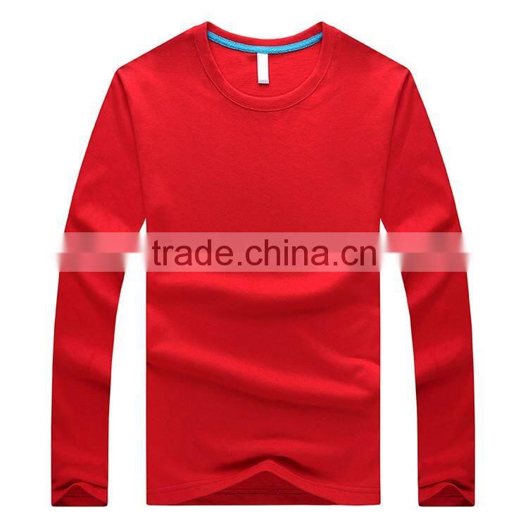 Bulk 100 cotton round neck custom plain mens long sleeve t shirt