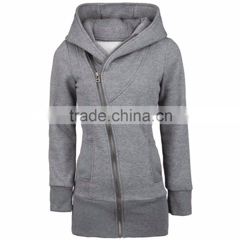New arrival women full zip up hoodie fashion winter hoodies sweatshirt coat 2016