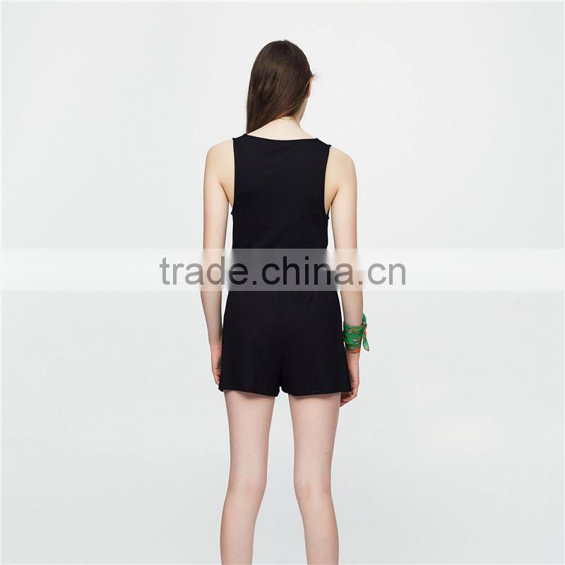 2017 the newest style OEM balck nsexy customized wrap neck jumpsuit