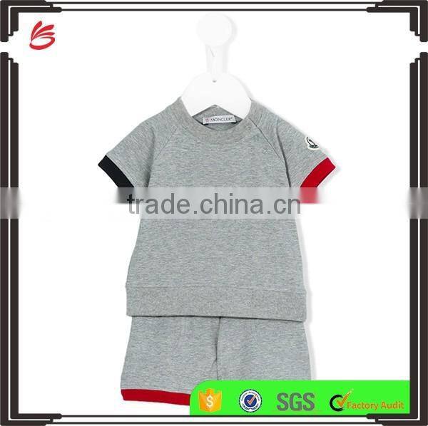 2017 new design custom summer kids color block tracksuit clothes set kids active wear baby clothes set