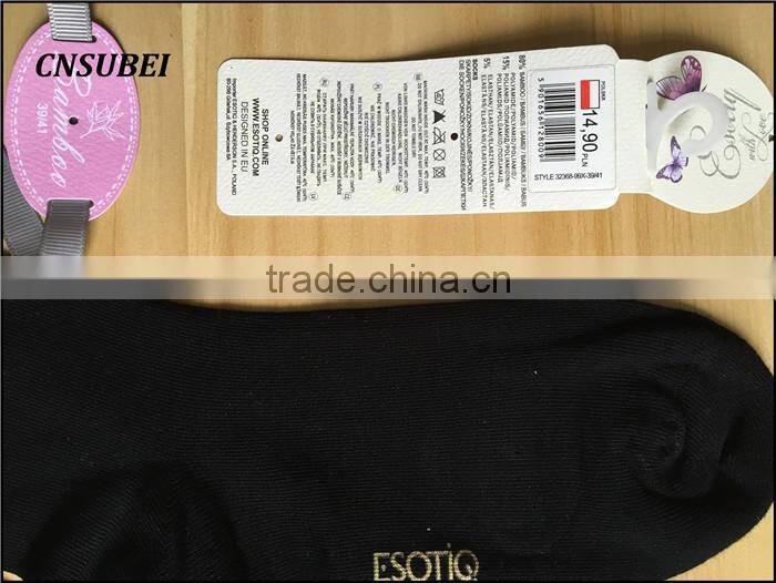 Custom wholesale ankle high black bamboo firber custom logo woman dress socks