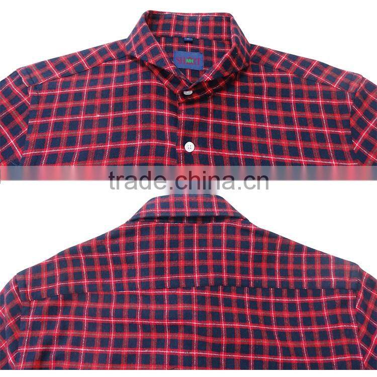 Latest custom flannel shirt for men red black checks mens dress shirts