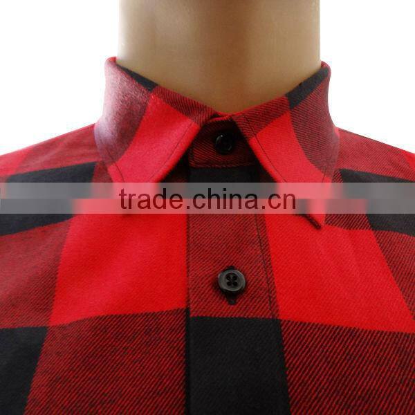 Red black check flannel shirt for men autumn winter warm mens dress shirt