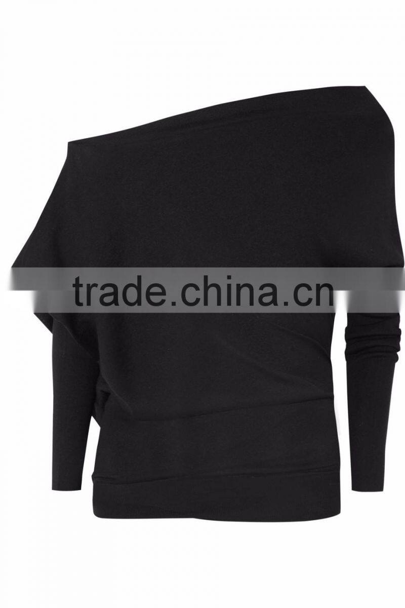 2017 New Design Girl One- shoulder Sweater Knitted Pullover