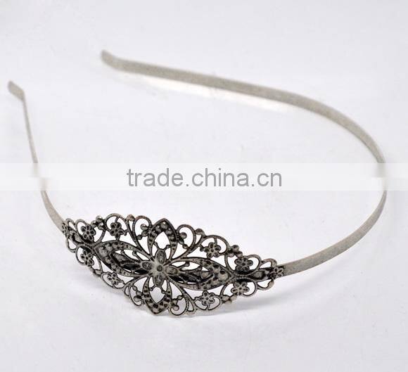 Wholesale Silver Tone Flower Headbands Hair Band 4.7mm wide