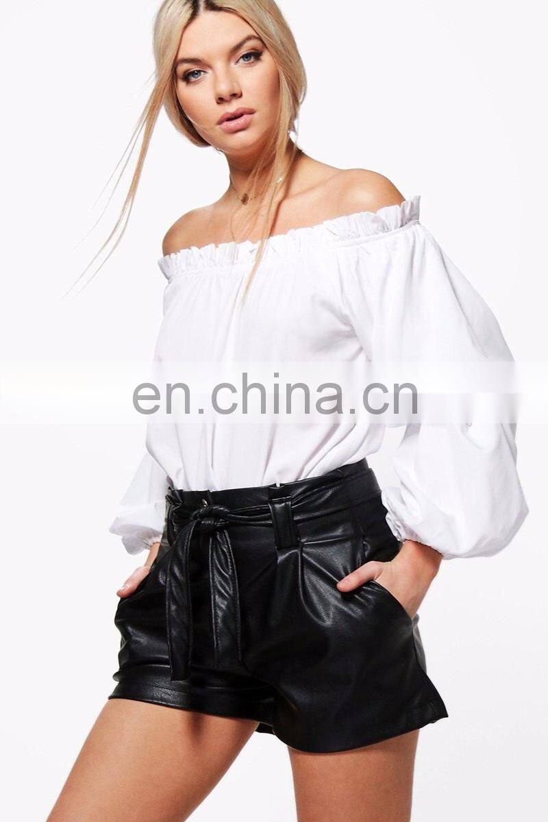 Off Shoulder Long Ruffle Sleeve Bardot Top Woman