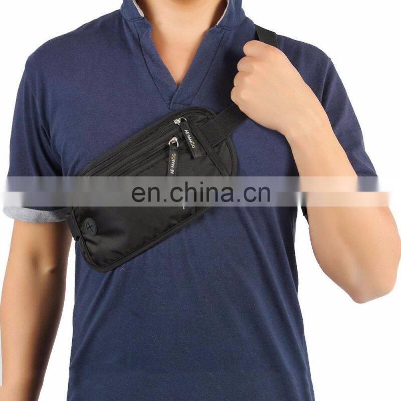 Black Color Smaller Ripstop Nylon Rfid Blocking Women Money Belt