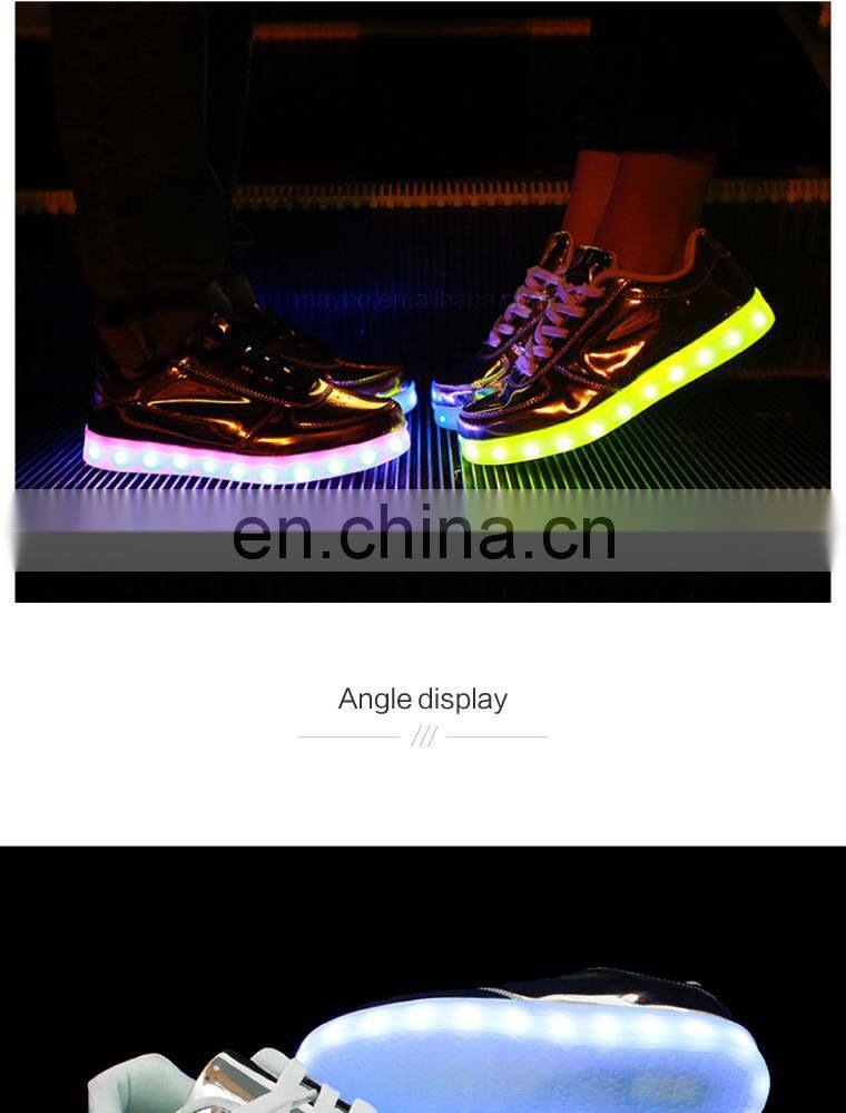 wholesale shining mirror finish PU leather street dance night club LED shoes