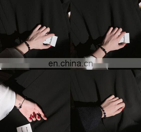 2 Styles Retro Blue Sandstone Luck Black Beads Star Bracelet Couple Jewelry Natural Stone Bracelet