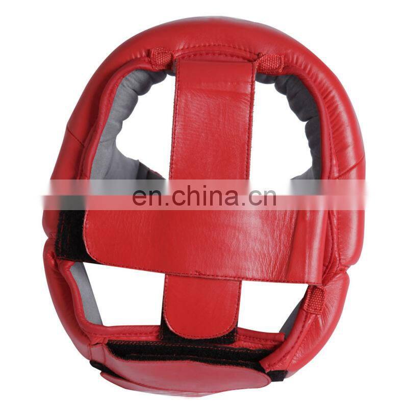 Red Head Guard In Leather, Boxing Head Guard Helmet, Head Guard Made In Leather Full Adjustable