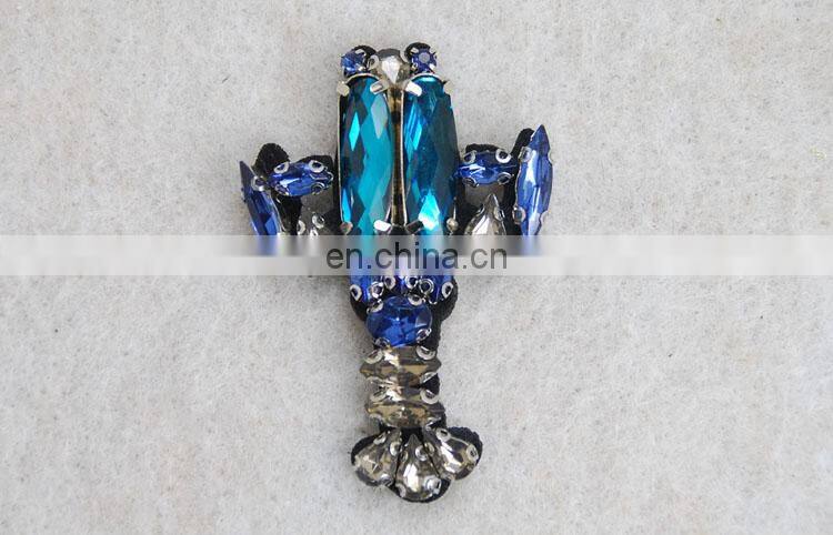 Beautiful blue beaded rhinestone shrimp patch