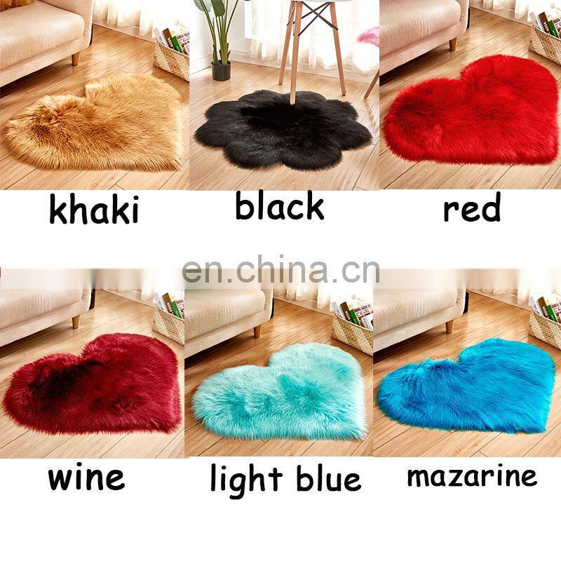 heart shape area carpet faux fur rug