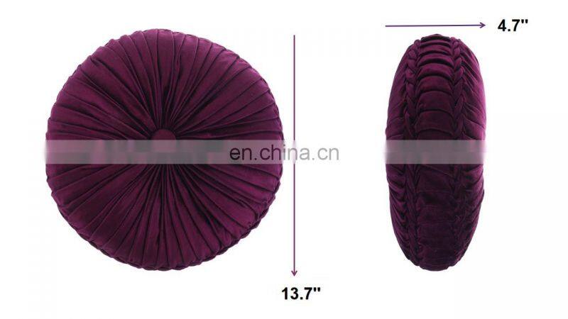 Pumpkin Shaped Circle Round Velvet Purple Wrinkle Cushion Floor Pillow Seat Cushions Chair Pads for Living Room Sofa Deco