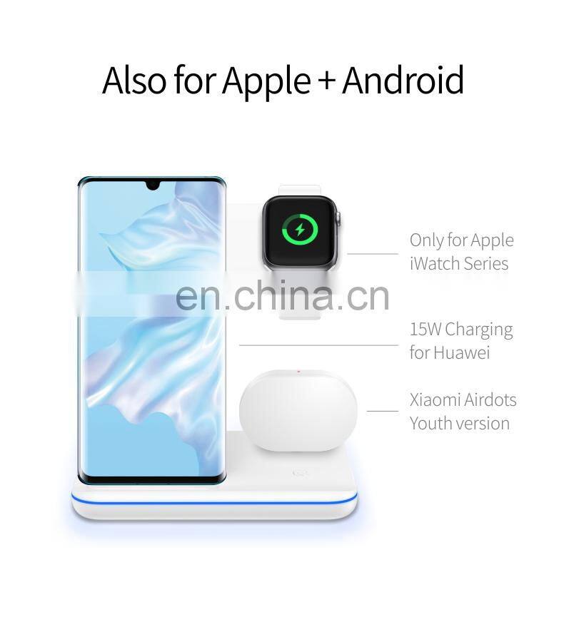 10W Fast Wireless Charger New 3 In 1 Wireless Charger for Smartphone smart Watch with CE,FCC,ROHS Certificate