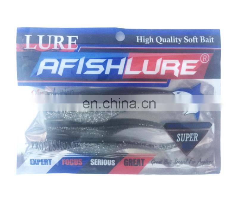 Amazon High Quality 128mm 6.5g 4pcs/bag 14 Colors Simulation Soft Bass Fishing Lure Fork Tail Soft Bait