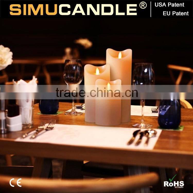 LED Flickering Flameless Pillar Candle Light with US & EU patent