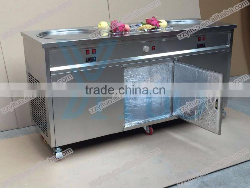 CE Approved Flat Double Pan Fried Ice Cream Machine