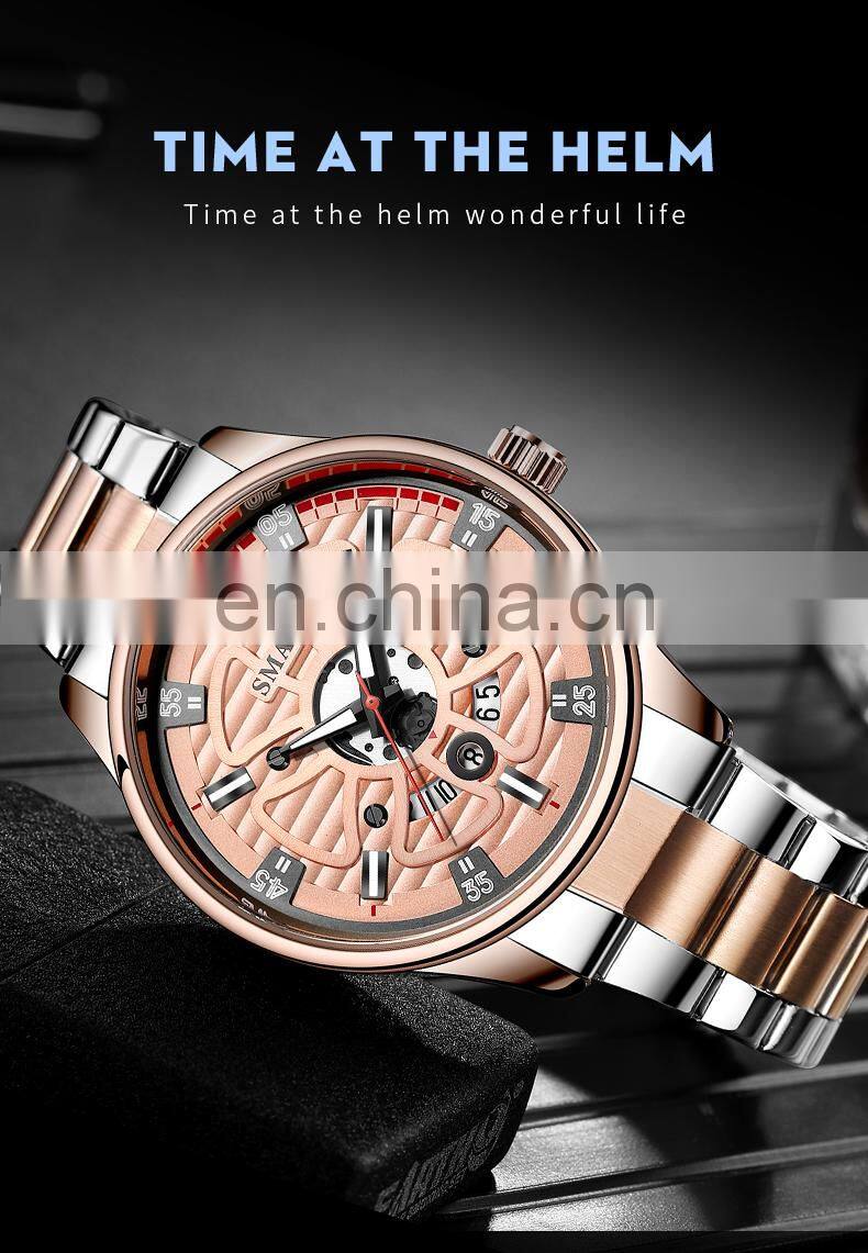 SMAEL 9180 Quartz Watch For Men SMAEL Golden Watches Waterproof Auto Date Male Clock Analog Stainless Steel Watches