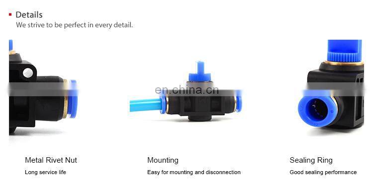 SNS HVFF Series air flow control switch union straight PU tube connector plastic push in fitting pneumatic hand valve