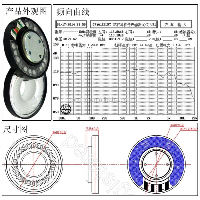 High quality 32ohm 9mm earphone speaker mini horn driver unit