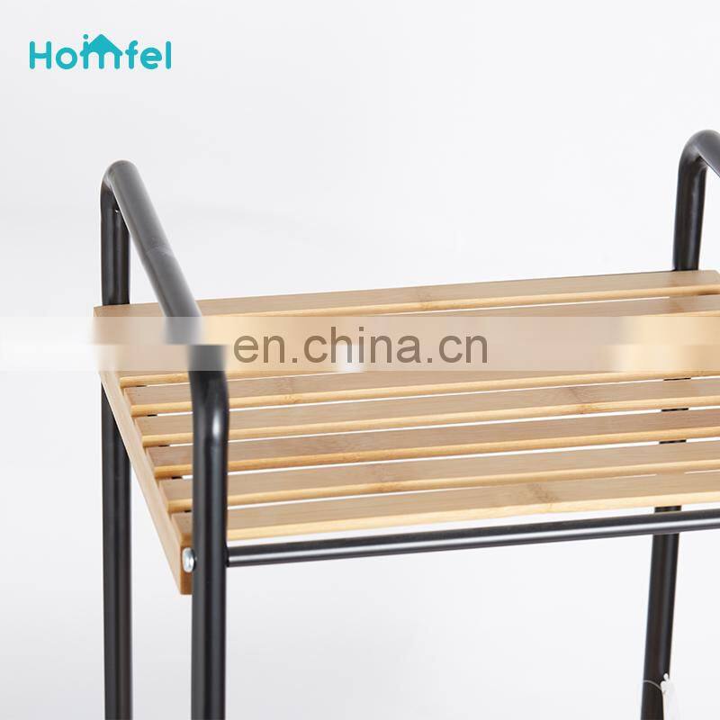 Stylish 3 Tier Metal Wire Rectangle Storage Caddy With Bamboo Base Rectangle Organizer Bathroom Kitchen Office