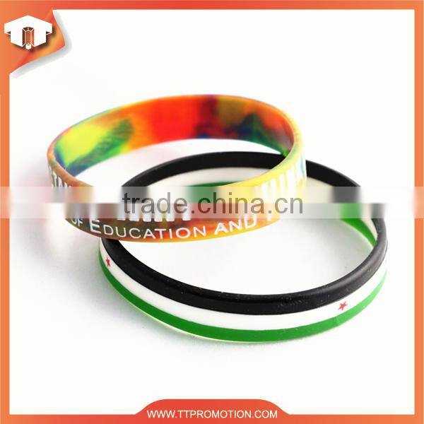 Wholesale cheap tie dye silicone rubber wristband for promotion