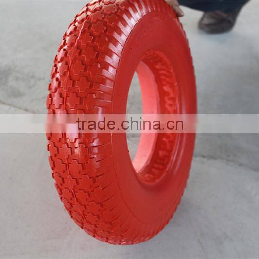 Qingdao high quality solid pu tyre for wheel barrow 16x4.00-8