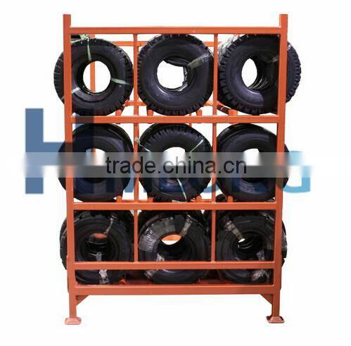 Movable metal stacking tire rack