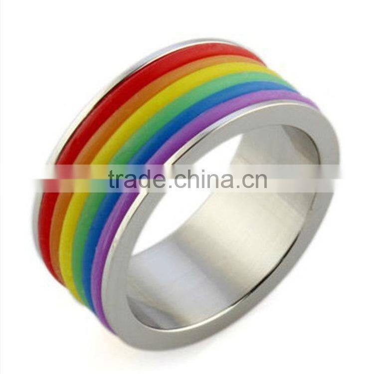 cheap wholesale stainless steel Rainbow ring